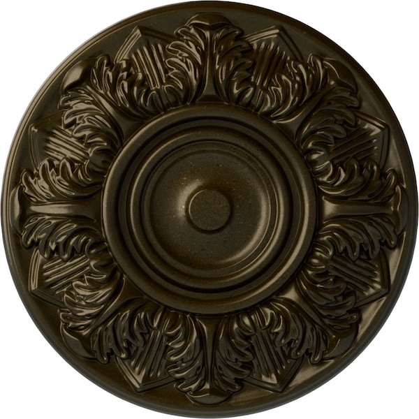 Ekena Millwork Whitman Ceiling Medallion (For Canopies up to 3 3/4"), Hand-Painted Green Gold, 13"OD x 1 3/8"P CM13WHGGS - main